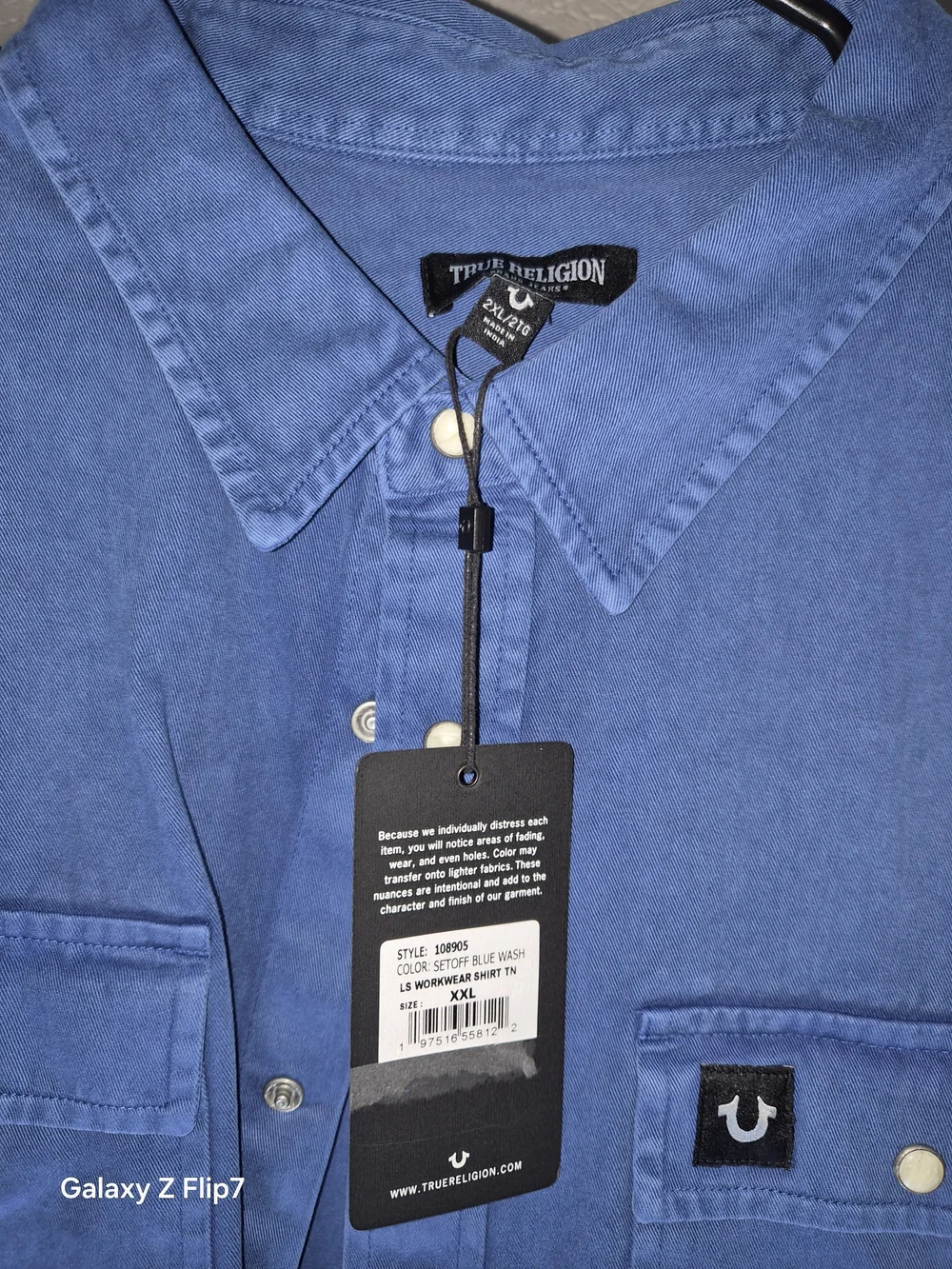 True Religion Blue Button-Up Workwear Shirt